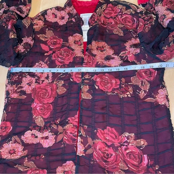 Vintage Coldwater Creek Crinkle Rose Overlay Jacket - Picture 10 of 15